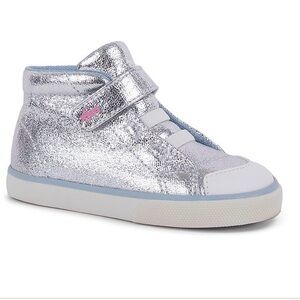Silver Kids High-Top Sneakers
